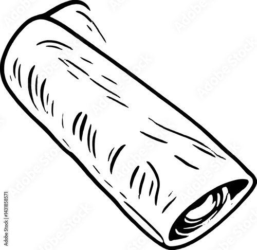 Hand-Drawn Illustration Of A Rolled Pastry Possibly A Sweet Bread Roll