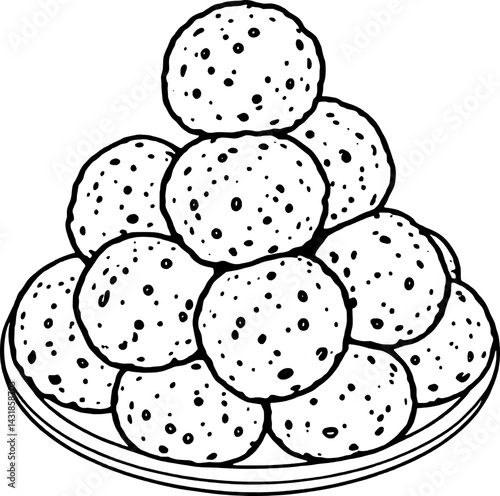 A Plate of Golden Brown Round Cookies Stacked High