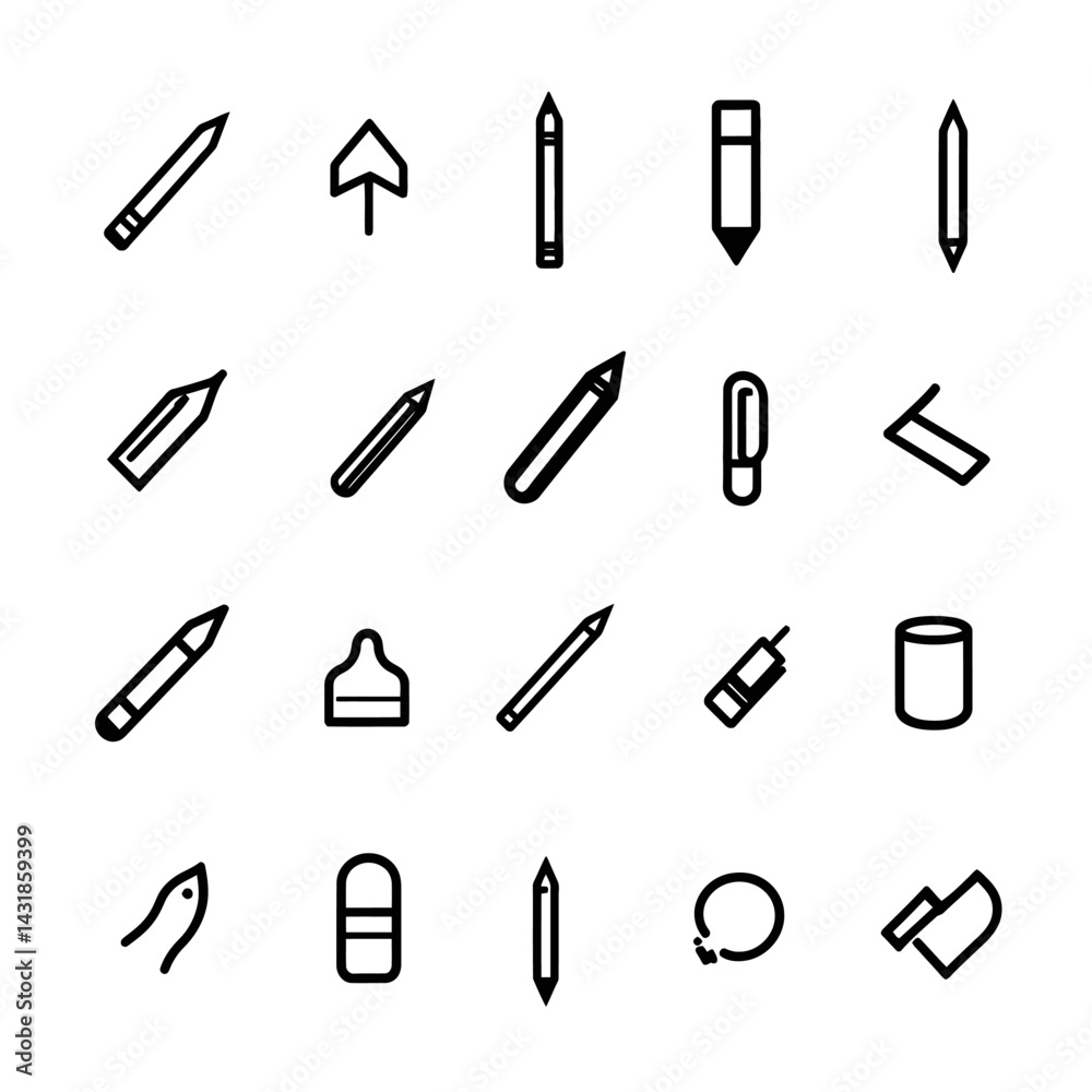 icon sheet, simple shapes, pencil icons, white background --v 6.1 icon sheet, simple shapes, pencil icons, white background --v 6.1