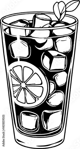 Iced Lemon Tea Drink Illustration Refreshing Beverage Graphic