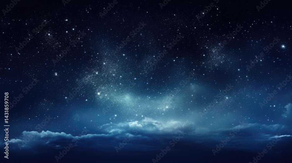 Fototapeta premium amazing milky way galaxy background with stars and space dust, dark black sky background with white glowing milkyway, milky light in the center of the photo