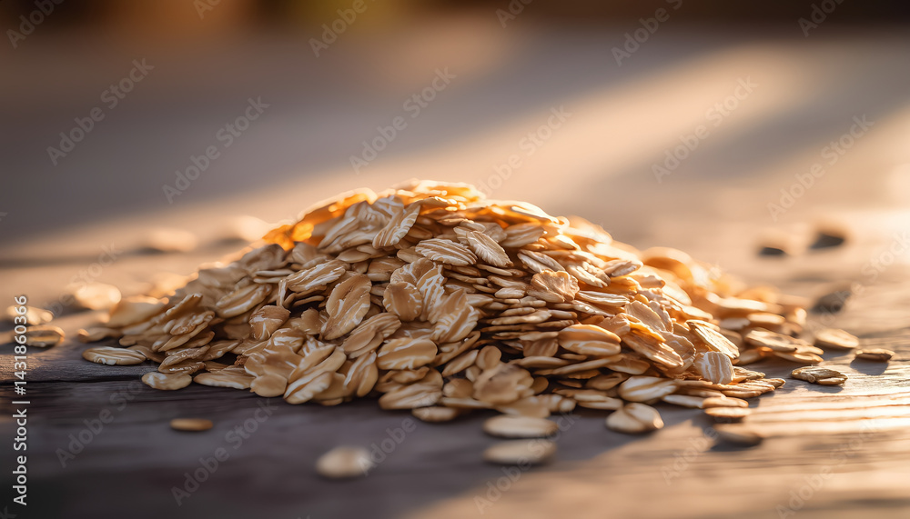 Obraz premium A pile of oatmeal on a table