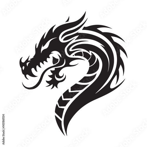 Wallpaper Mural Bold Dragon Silhouette Illustration – Tribal Tattoo Art Torontodigital.ca