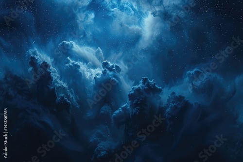 Wallpaper Mural amazing nebula cloud background, dark blue color theme Torontodigital.ca