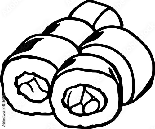 Delicious Sushi Rolls A Simple Line Drawing Illustration