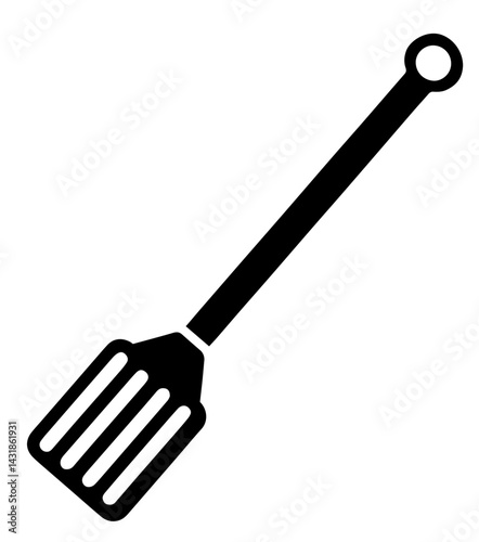 Silhouette of a Slotted Kitchen Spatula for Cooking and Food Preparation, Culinary Tool in Minimalist Style, Kitchenware Icon for Recipes, Restaurant Menus, Food Blogs, and Culinary Instruction Design