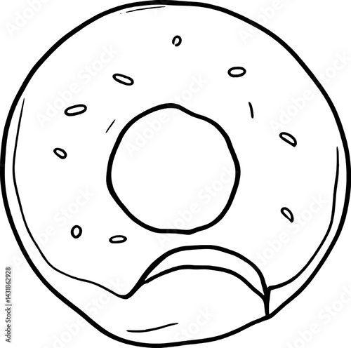 Simple Line Drawing Of A Glazed Donut With Sprinkles