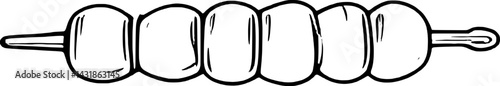 Simple Line Drawing Of Grilled Food On A Skewer
