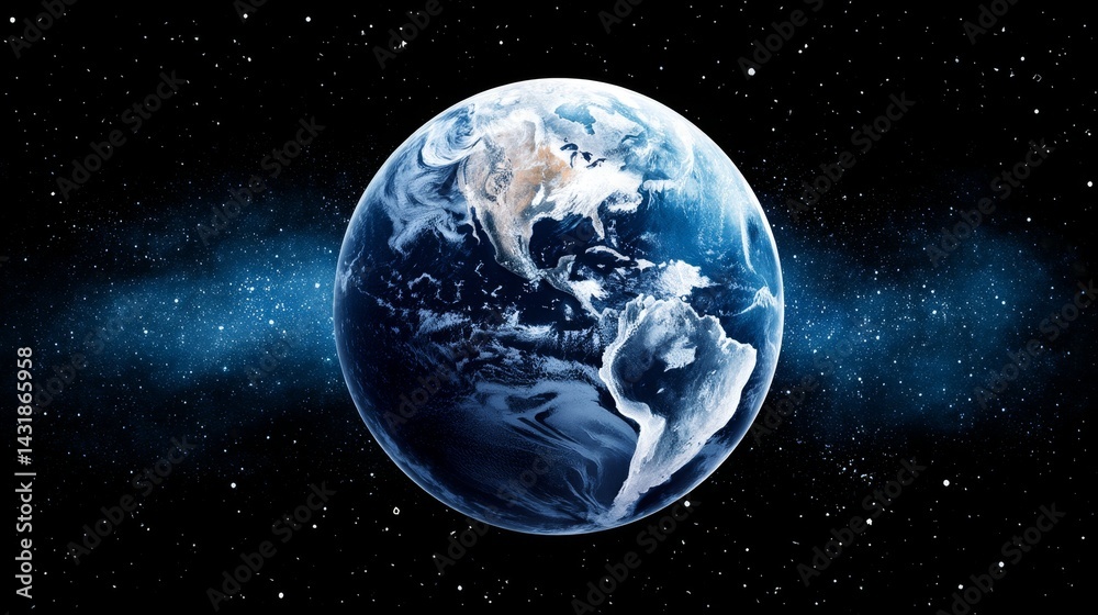Planet Earth From Space - Stunning view of planet Earth from space, showcasing continents and swirling clouds against a backdrop of stars Planet Earth From Space - Stunning view of planet Earth from space, showcasing continents and swirling clouds against a backdrop of stars