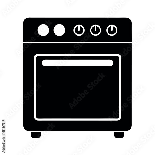 Electric Oven Black Vector Silhouette
