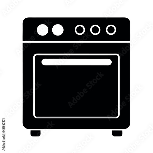 Electric Oven Side View Black Vector Silhouette