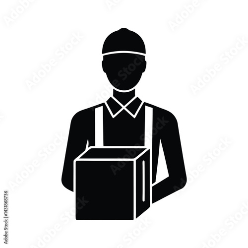 Takeaway Deliveryman Icon in Clean Vector Silhouette