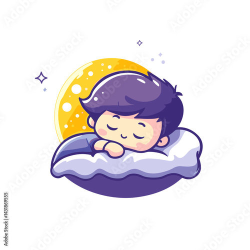 vector drawing of a boy sleeping in a crib .Generative AI