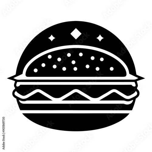 Burger icon with a hard hat for restaurant safety symbol illustration