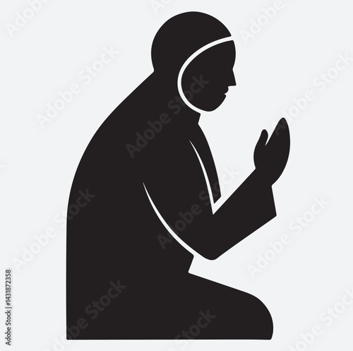 an icon representing the early morning prayer silhouette vector art illustration, silhouette of a woman