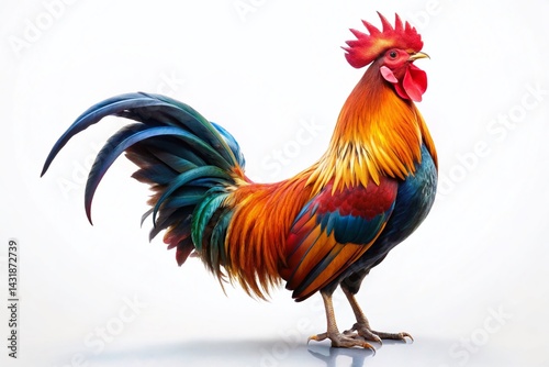 Wallpaper Mural Silhouette Rooster Crow, Farm Animal, Sunrise, Bird, White Background Stock Photo Torontodigital.ca