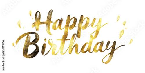 Elegant gold Happy Birthday calligraphy against black background Celebratory design