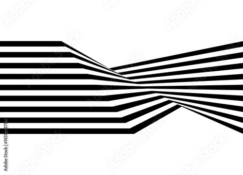 Abstract vector illustration. symmetrical pattern of broken black parallel lines on a white background. optical effect. Striped Strict Design Element. Vector background. relief shapes. Retro. Covers