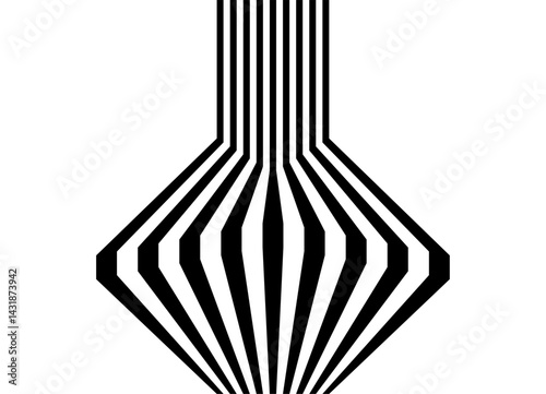 Abstract vector illustration. pattern of broken black parallel lines on a white background. optical effect. Striped Design Element. Vector background. relief shapes. Retro. striped stripe. Vase