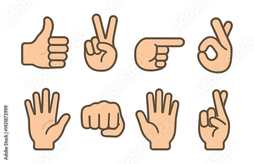 Minimalist hand gesture icons set - for design projects. Vector icons