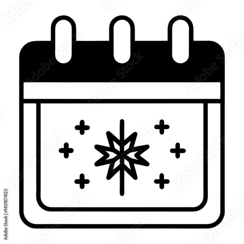 Vector calendar icon with a Christmas tree, symbolizing the holiday month and event date