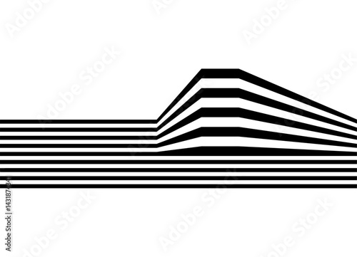 Abstract vector illustration. pattern of thick black parallel lines on a white background. design with optical effect. Geometric Striped Design Element. Vector background. Abstract relief shapes. 