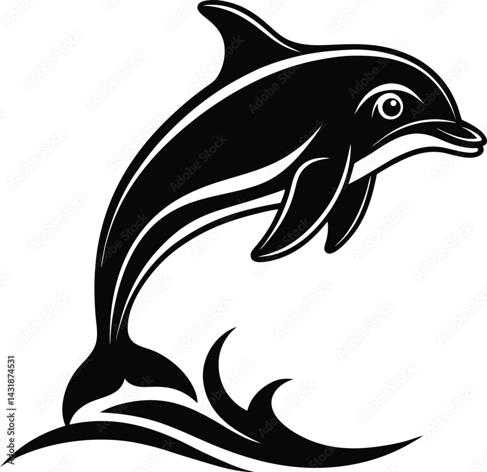 Obraz premium Dolphin Silhouette Black Vector | Ocean Animal