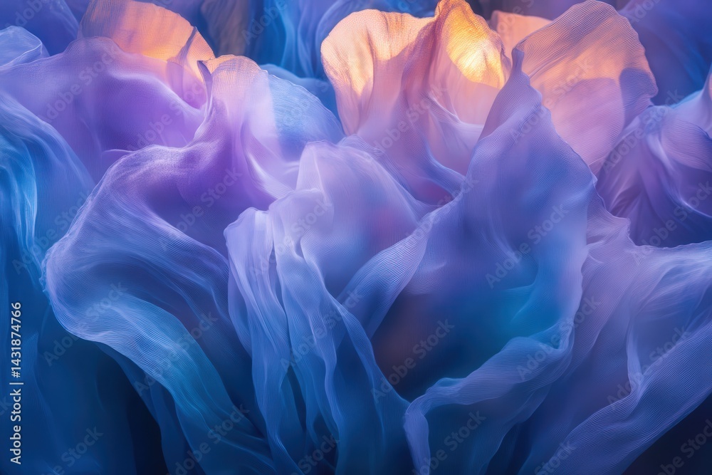 Fototapeta premium Abstract close-up of flowing, vibrant fabrics in soft hues.