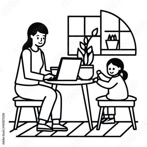Homeschool Learning Vector – Remote Education, Online Study, Kid with Laptop Illustration