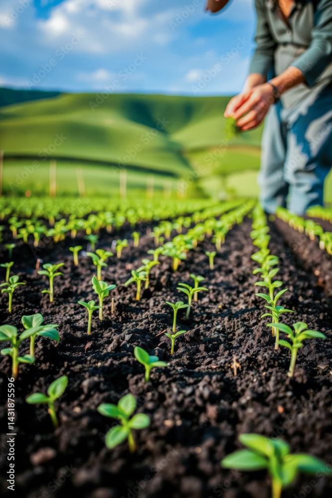 Young Plants Growing in an Agricultural Field