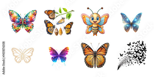 Tropical Monarch Butterfly Wings Spread Transparent PNG