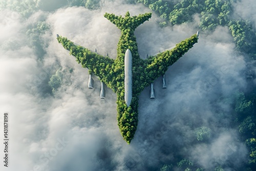 Eco-Friendly Aviation Concept Green Airplane in the Sky