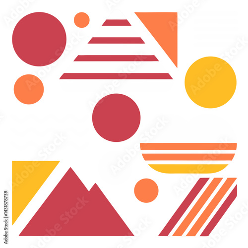 A vibrant sun-kissed landscape of geometric shapes in warm, earthy tones, evoking a feeling of joy and summer energy.