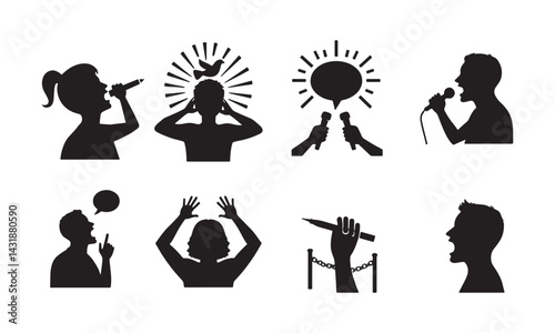Speech, Protest, and Silenced Voices Icons