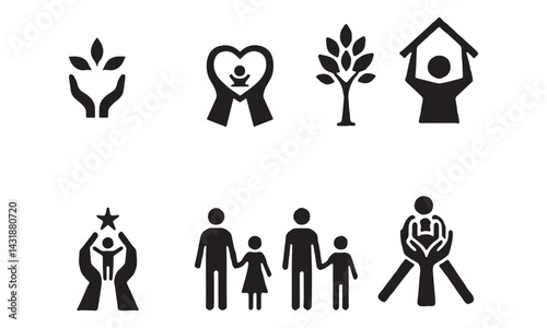 Care, Family, and Growth Support Icons