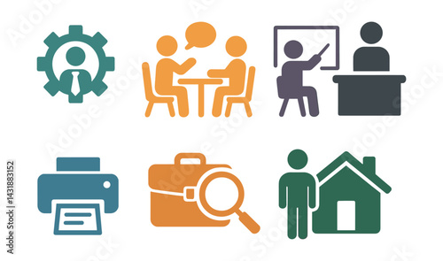 Campus services icons set: for education and administration concept. Vector icons