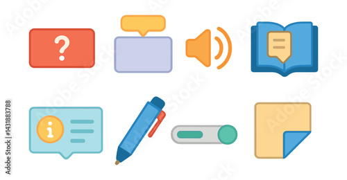 Interactive learning icons set: enhance education with design. Vector icons
