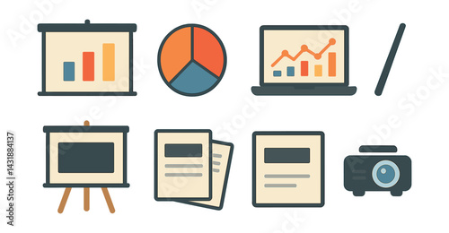 presentation essentials icon set: enhance your visual storytelling quickly. Vector icons