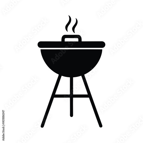 Simple BBQ Grill Icon in Vector Design