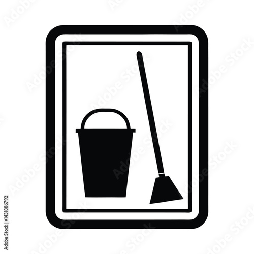 Room Cleaning Icon Featuring Black Elements