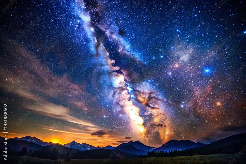 Fototapeta premium Starry Night Sky, Celestial Background, Night Sky Photography, Cosmic Dust, Galaxy Image, Isolated Stars