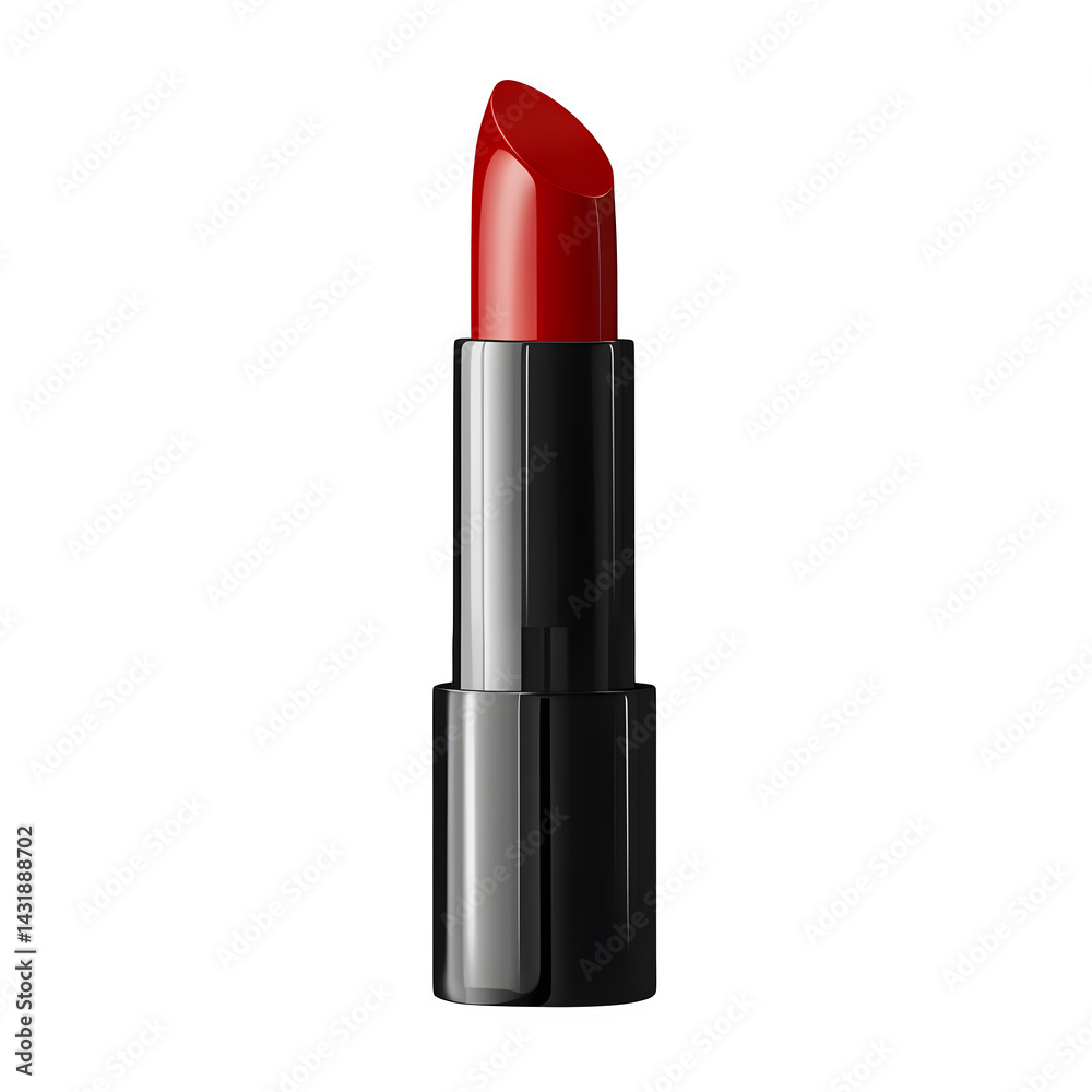 Obraz premium Open red lipstick tube isolated on transparent background