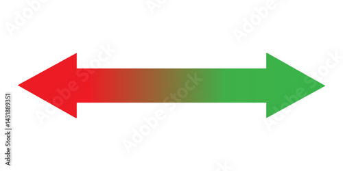 gradient red to green bidirectional arrow isolated background.