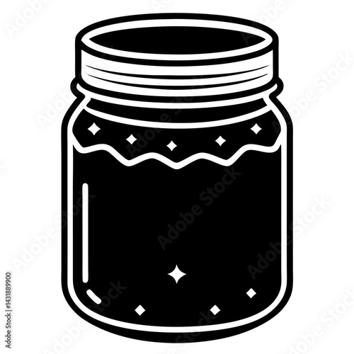 An isolated glass jar of sweet food, like honey or jam, with a cap on a white background