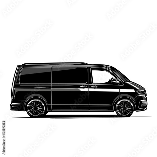 vector silhouette sketch of minibus .Generative AI