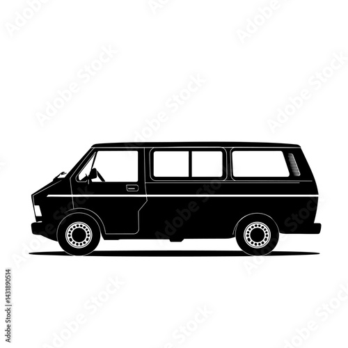vector silhouette sketch of minibus .Generative AI