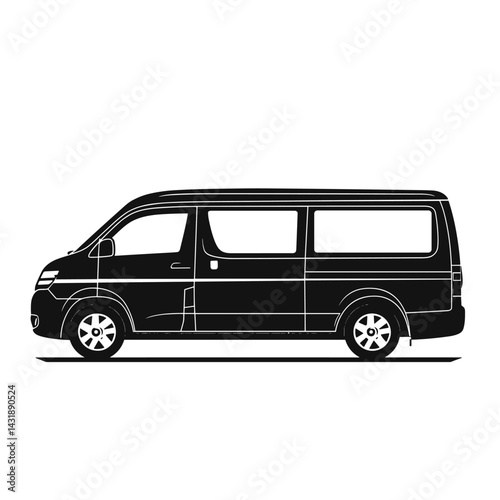 vector silhouette sketch of minibus .Generative AI
