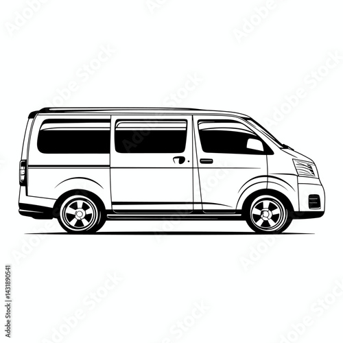 vector silhouette sketch of minibus .Generative AI