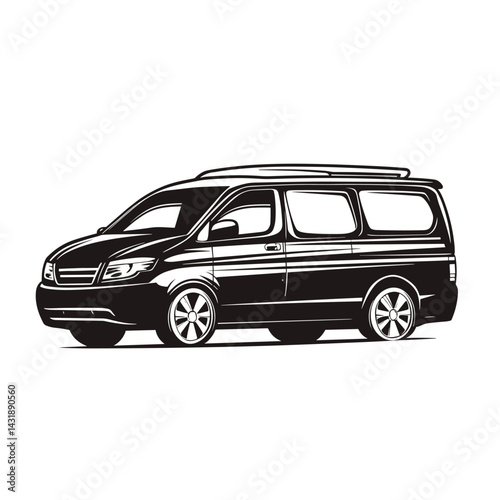 vector silhouette sketch of minibus .Generative AI