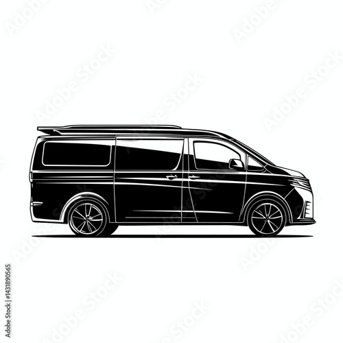 vector silhouette sketch of minibus .Generative AI
